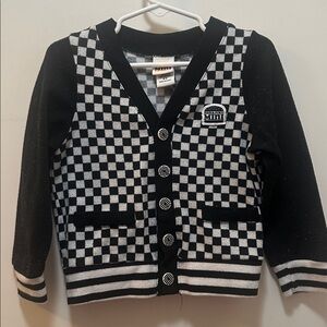 Harajuku Mini Black and White Checkered Sweater Cardigan Size 4T HTF!